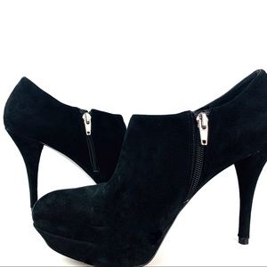 Marc Fisher Black Suede Zip Up Booties